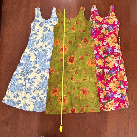 3 Vintage 90s Midi Floral Sundresses Express Friends Rayon Column Tank sz Medium - Picture 2 of 7